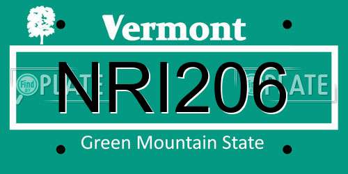 NRI206 Vermont License Plate