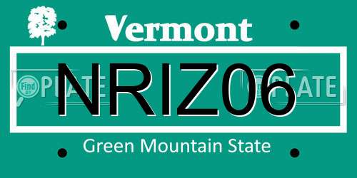 NRIZ06 Vermont License Plate