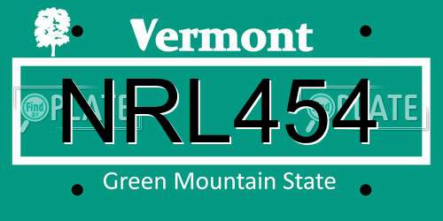 NRL454 Vermont License Plate