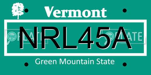 NRL45A Vermont License Plate