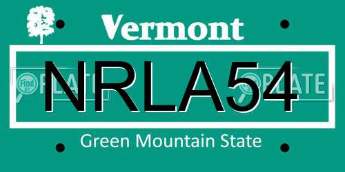 NRLA54 Vermont License Plate