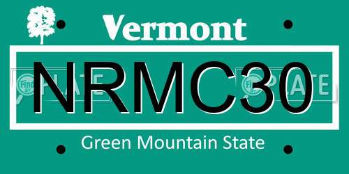 NRMC30 Vermont License Plate