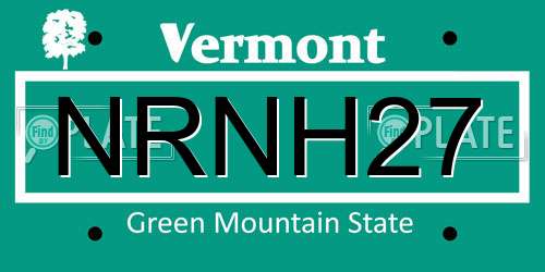 NRNH27 Vermont License Plate