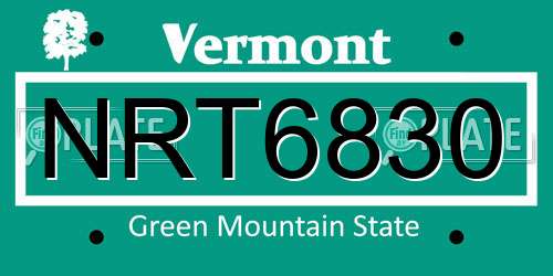 NRT6830 Vermont License Plate