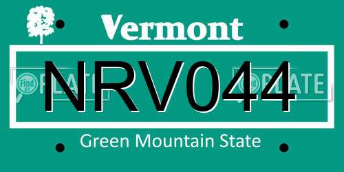 NRV044 Vermont License Plate