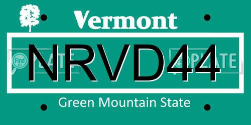 NRVD44 Vermont License Plate