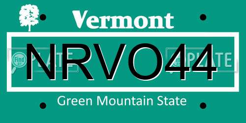 NRVO44 Vermont License Plate