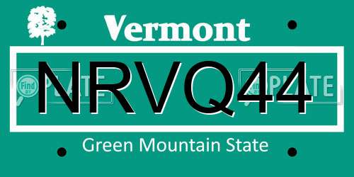 NRVQ44 Vermont License Plate