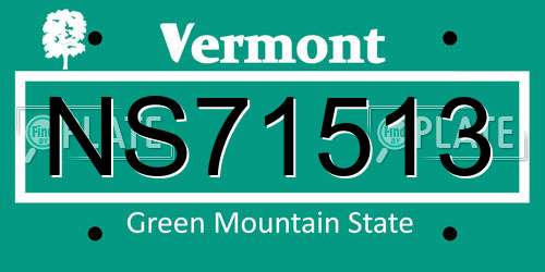 NS71513 Vermont License Plate