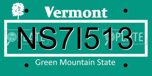 NS7I513 Vermont License Plate