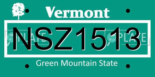 NSZ1513 Vermont License Plate