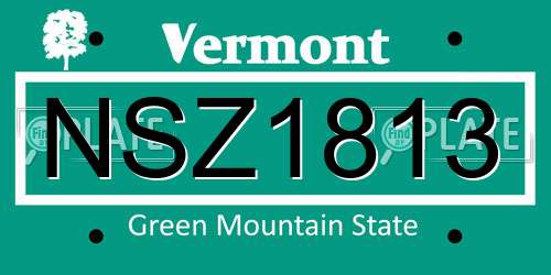 NSZ1813 Vermont License Plate