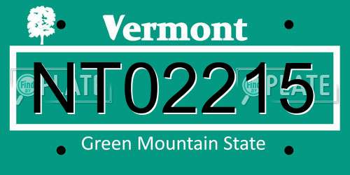 NT02215 Vermont License Plate