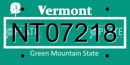 NT07218 Vermont License Plate