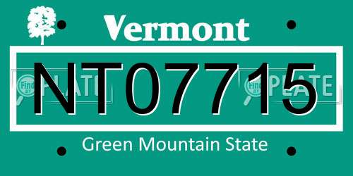 NT07715 Vermont License Plate