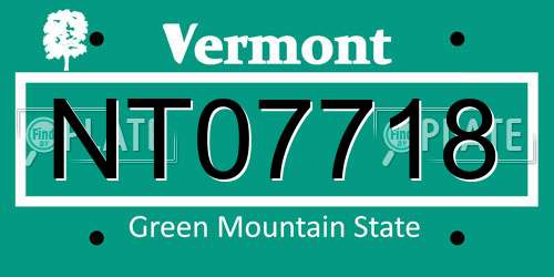 NT07718 Vermont License Plate
