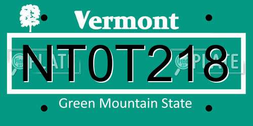 NT0T218 Vermont License Plate