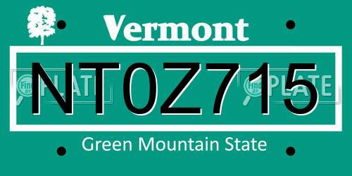 NT0Z715 Vermont License Plate