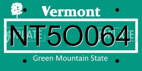 NT5O064 Vermont License Plate