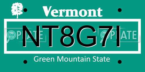 NT8G7I Vermont License Plate