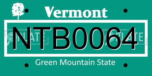 NTB0064 Vermont License Plate