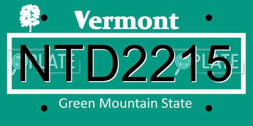 NTD2215 Vermont License Plate