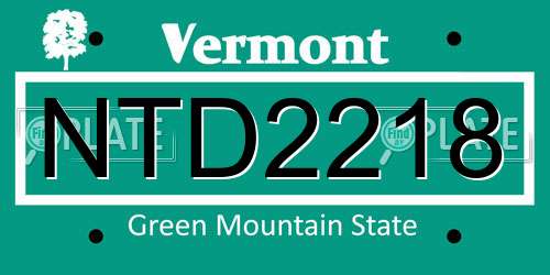 NTD2218 Vermont License Plate