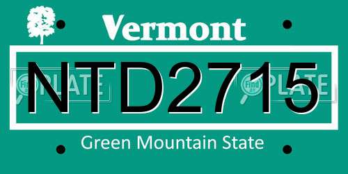 NTD2715 Vermont License Plate