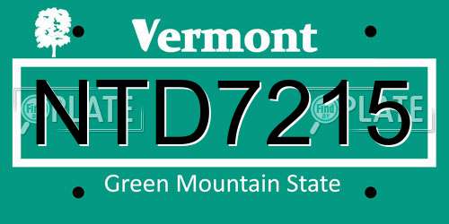 NTD7215 Vermont License Plate