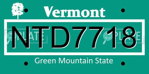 NTD7718 Vermont License Plate