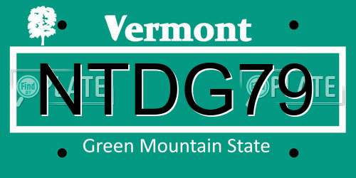 NTDG79 Vermont License Plate