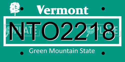NTO2218 Vermont License Plate