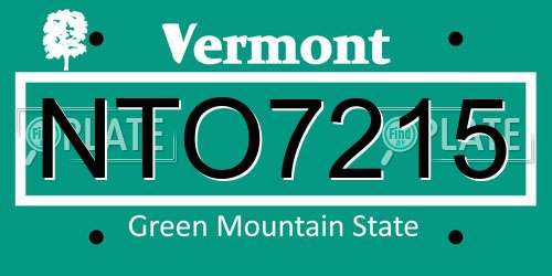 NTO7215 Vermont License Plate