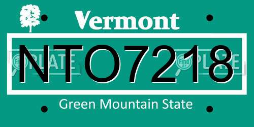 NTO7218 Vermont License Plate