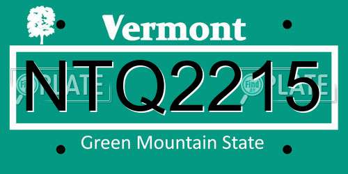 NTQ2215 Vermont License Plate