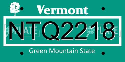 NTQ2218 Vermont License Plate