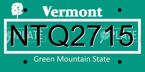 NTQ2715 Vermont License Plate