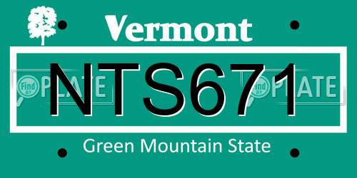 NTS671 Vermont License Plate