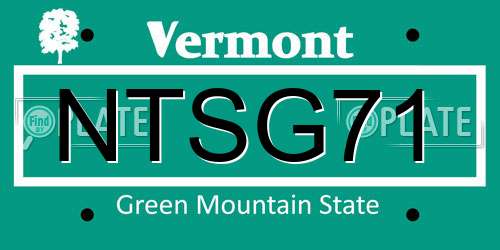 NTSG71 Vermont License Plate