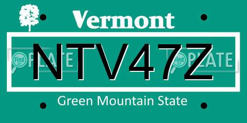 NTV47Z Vermont License Plate