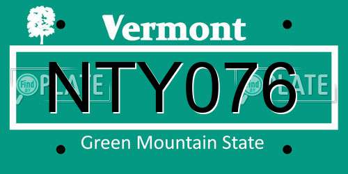 NTY076 Vermont License Plate