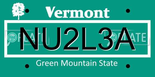 NU2L3A Vermont License Plate