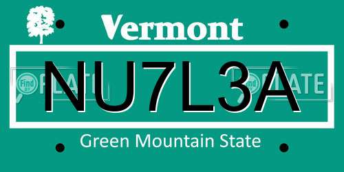 NU7L3A Vermont License Plate