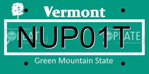 NUP01T Vermont License Plate