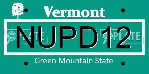 NUPD12 Vermont License Plate