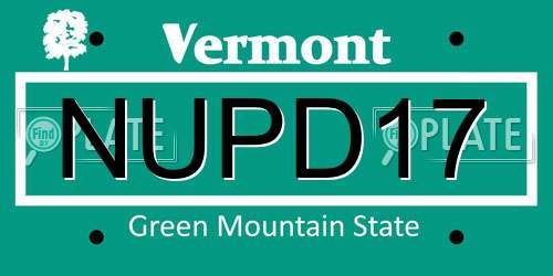 NUPD17 Vermont License Plate