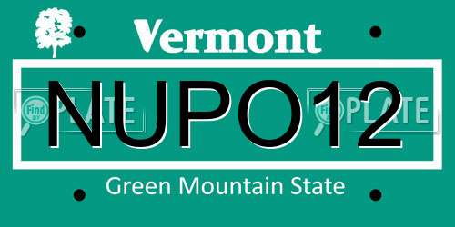 NUPO12 Vermont License Plate