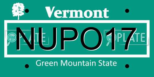 NUPO17 Vermont License Plate