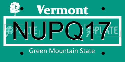 NUPQ17 Vermont License Plate