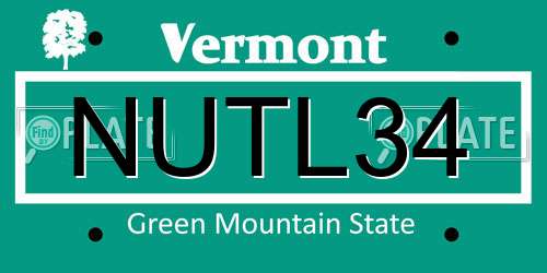 NUTL34 Vermont License Plate